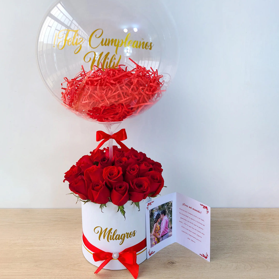 BOX 30 ROSAS ROJAS + BURBUJA