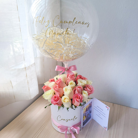 BOX 30 ROSAS REINA + BURBUJA