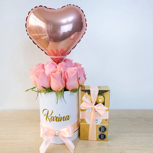 BOX ROSAS ROSADAS + CHOCOLATE