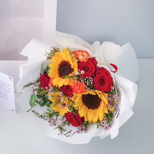 RAMO ROSAS Y GIRASOLES